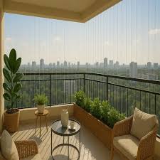 Balcony Invisible Grill installed in a Bengaluru home